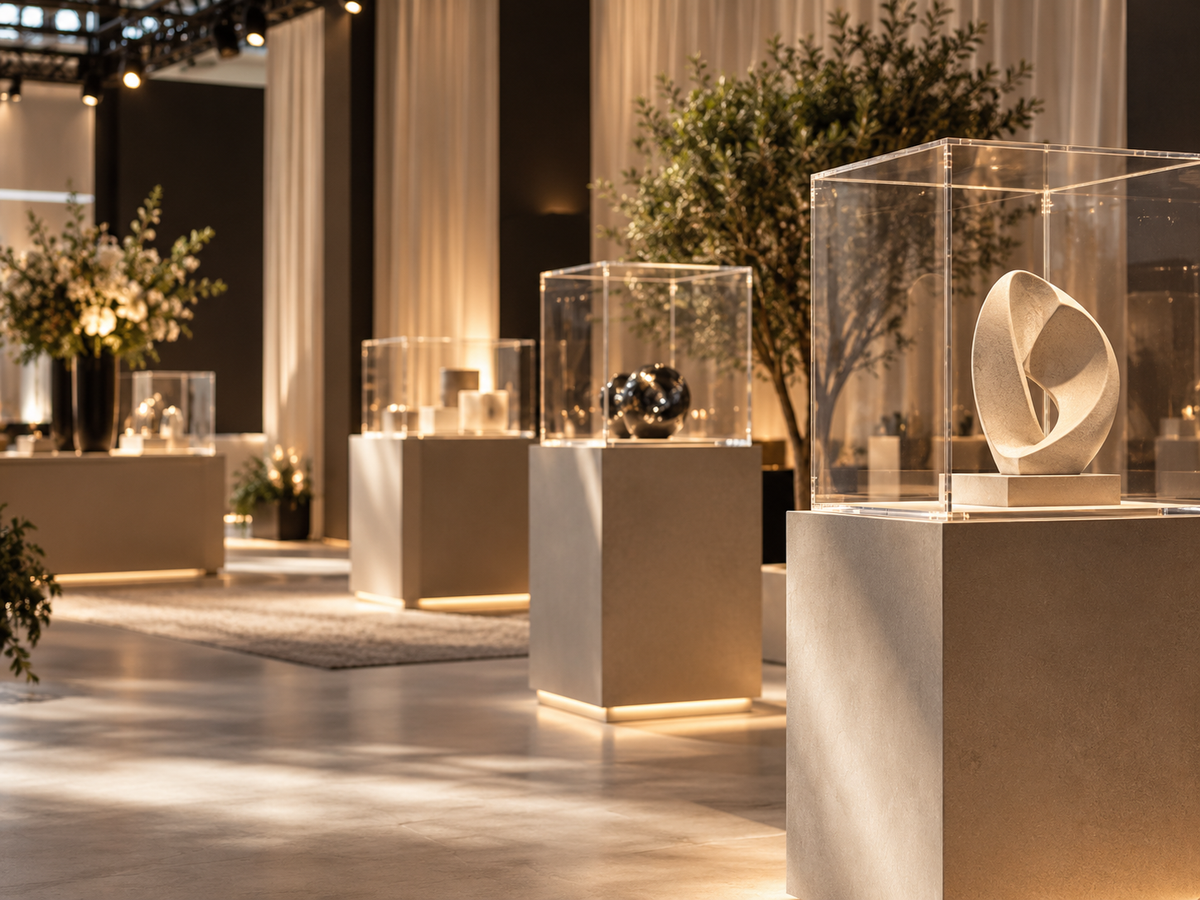 Vitrines & presentatiemateriaal huren